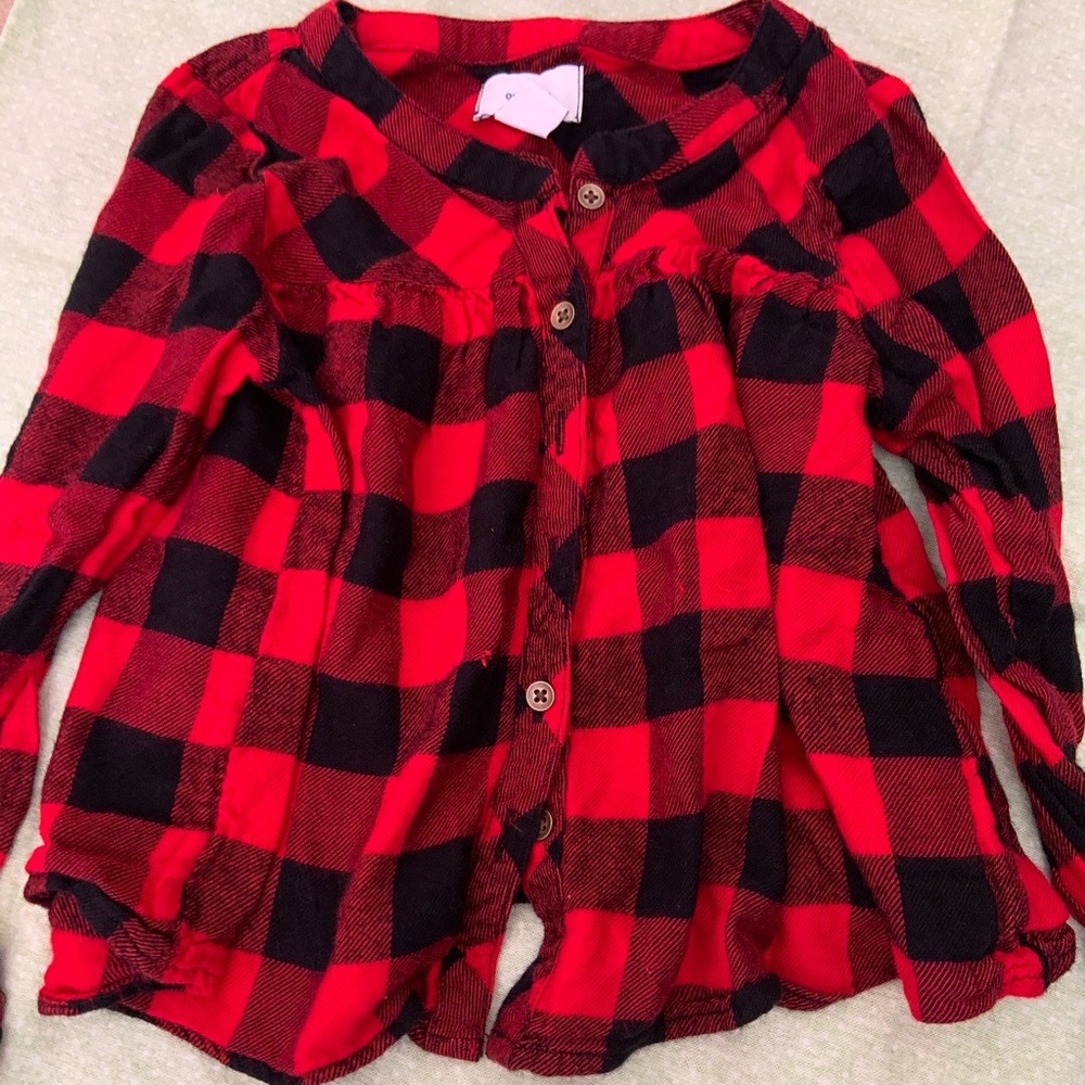 Plaid red and black button down long sleeve